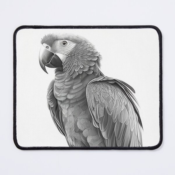 Item preview, Black and white Parrot pencil drawing designed and sold by Pencil-Art.