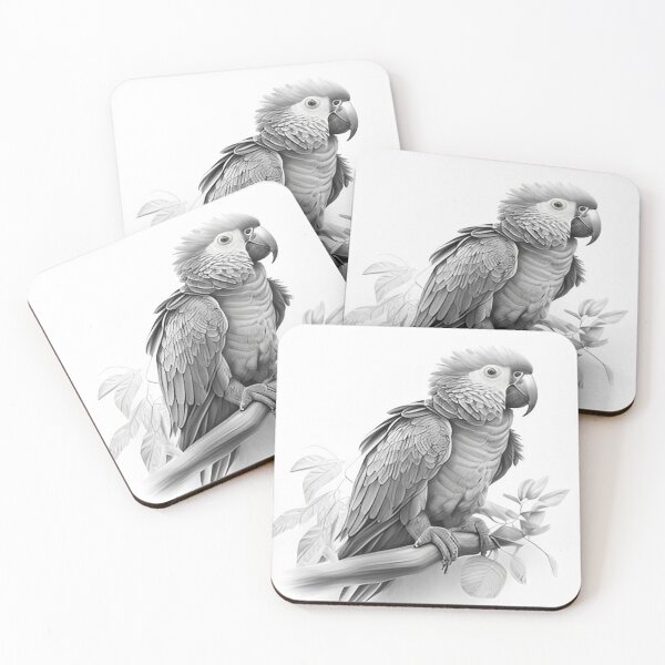 Item preview, Black and white Parrot pencil drawing designed and sold by Pencil-Art.