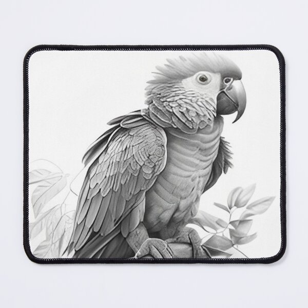 Item preview, Black and white Parrot pencil drawing designed and sold by Pencil-Art.