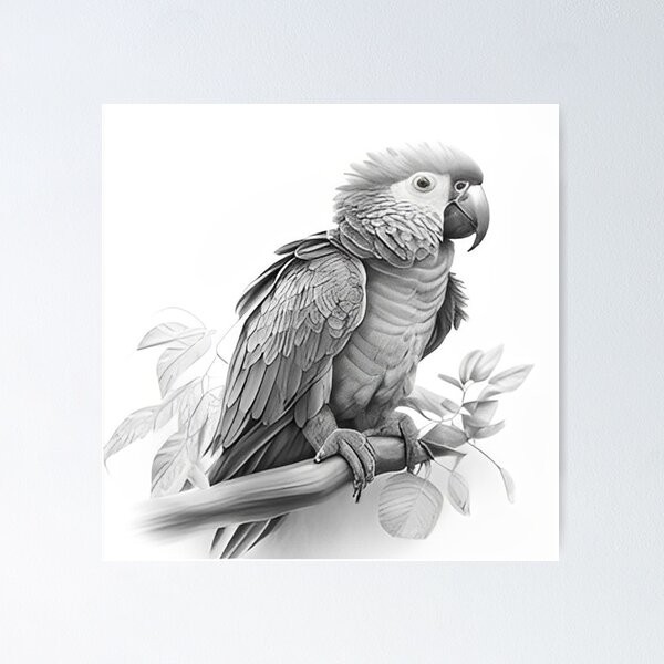 Birds Set. Realistic Isolated Parrots. Hand Drawing Bird From Wild. Black  Wavy Parrots, Budgies, Ara, Cockatoo, Parrots Are In Love On White  Background. Vector Illustration. Vintage Engraving. Nature Royalty Free  SVG, Cliparts,