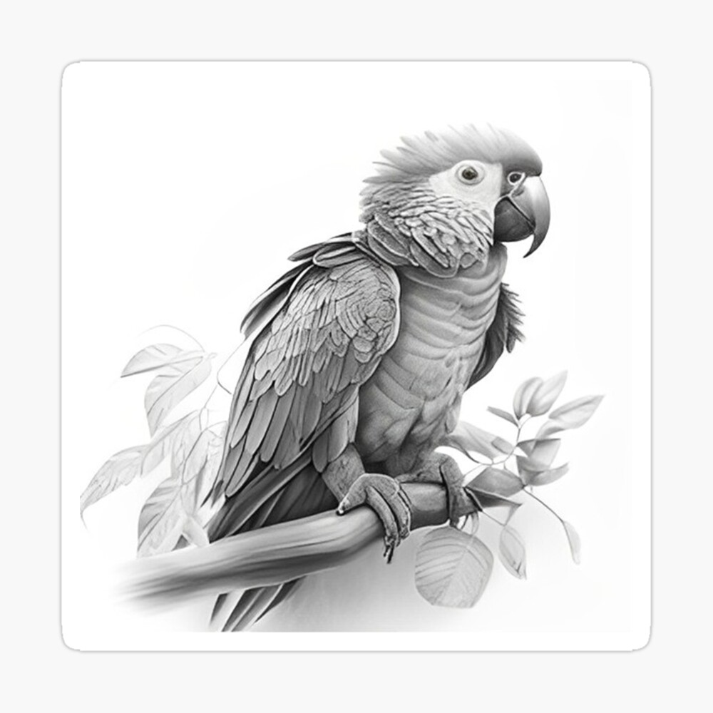 Pencil Drawing of a Parrot' Poster | Spreadshirt