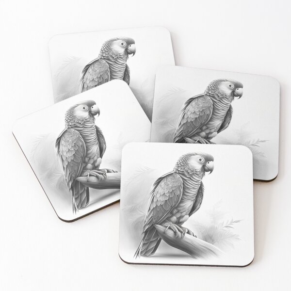Item preview, Black and white Parrot pencil drawing designed and sold by Pencil-Art.