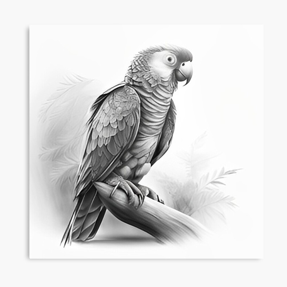 Parrot of Caribbean Original Tri-Color Pencil Drawing – RO-STUDIOS