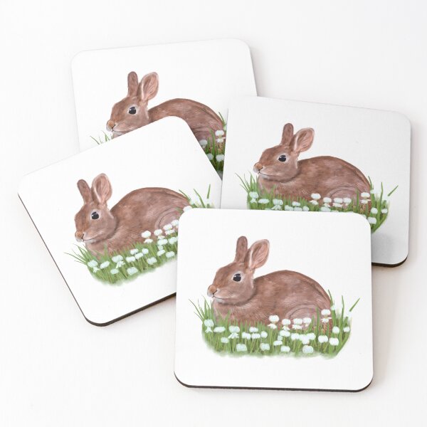 Item preview, Eastern Cottontail Rabbit in Clover Illustration designed and sold by ModelOrganism.