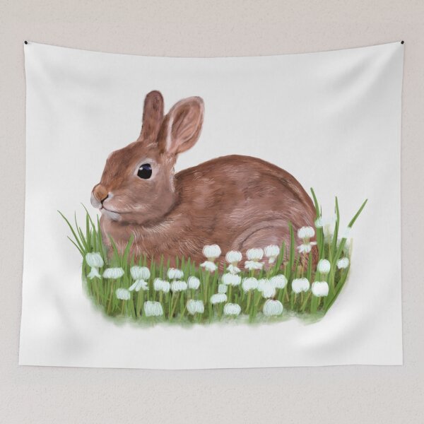 Item preview, Eastern Cottontail Rabbit in Clover Illustration designed and sold by ModelOrganism.