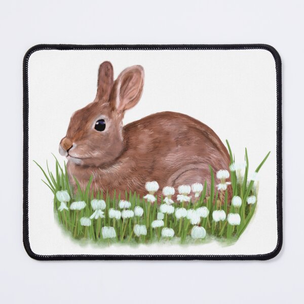 Item preview, Eastern Cottontail Rabbit in Clover Illustration designed and sold by ModelOrganism.