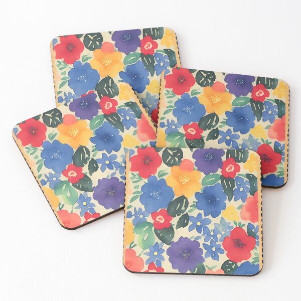 Item preview, 1940s Inspired Textile Print | Multicolored Abstract Watercolor Flowers  designed and sold by clubnoirai.
