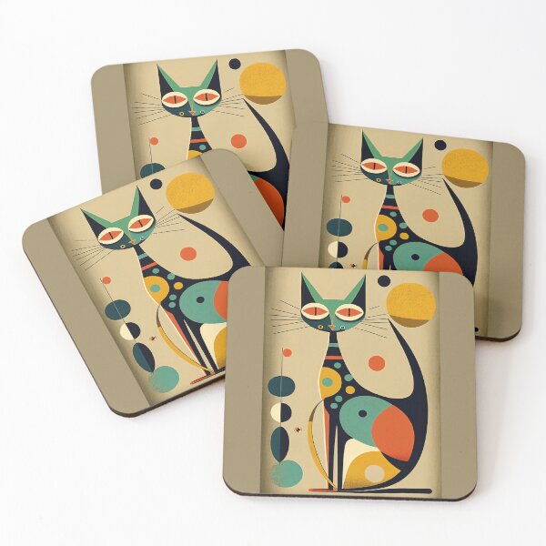 Item preview, Mid Century Cat 18 Abstract Art Print Painting Wall Decor designed and sold by winterkitty88.