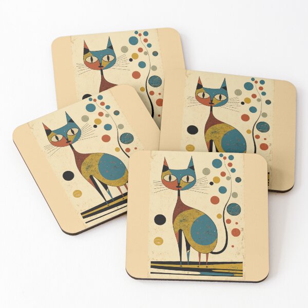 Item preview, Mid Century Cat 17 Abstract Art Print Painting Wall Decor designed and sold by winterkitty88.