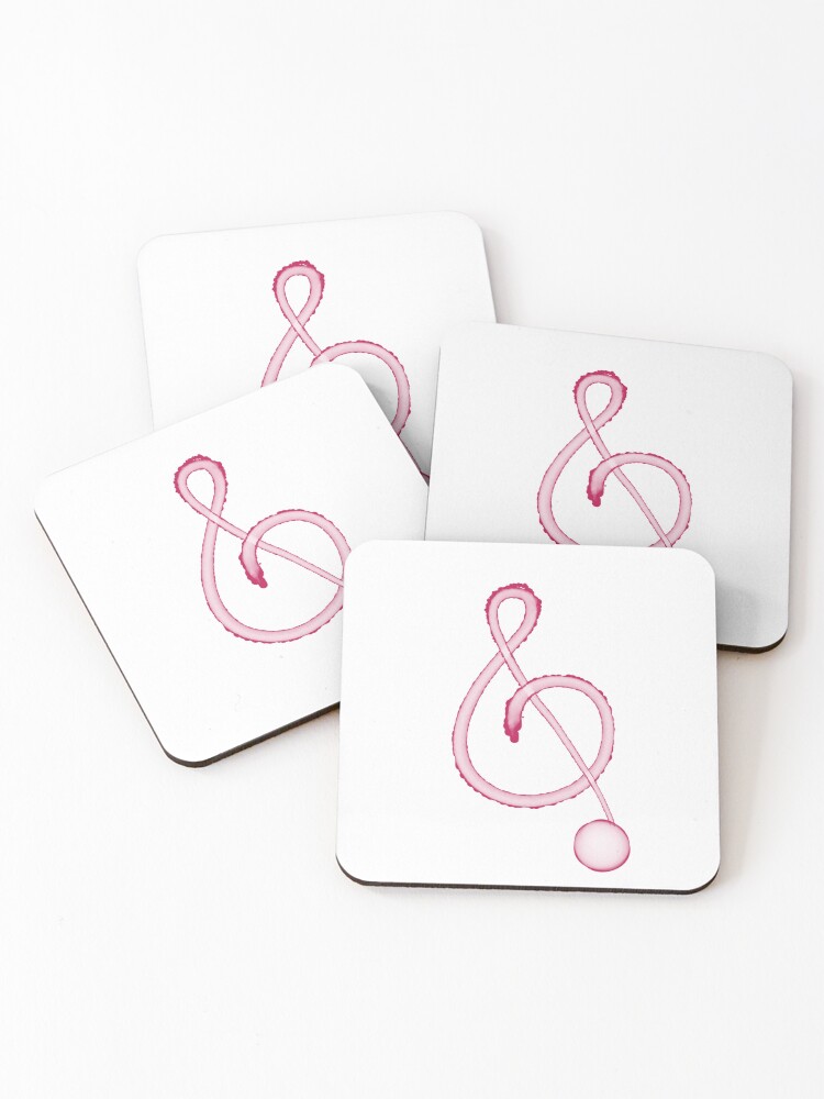 Thumbnail 1 of 5, Coasters (Set of 4), Red treble clef designed and sold by DailyMiracles.
