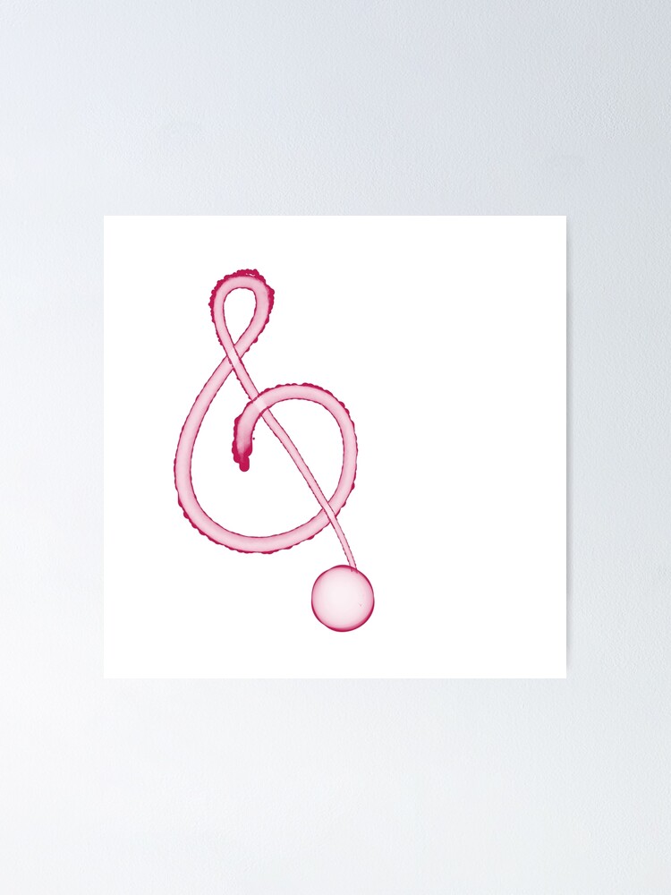 Thumbnail 1 of 3, Poster, Red treble clef designed and sold by DailyMiracles.