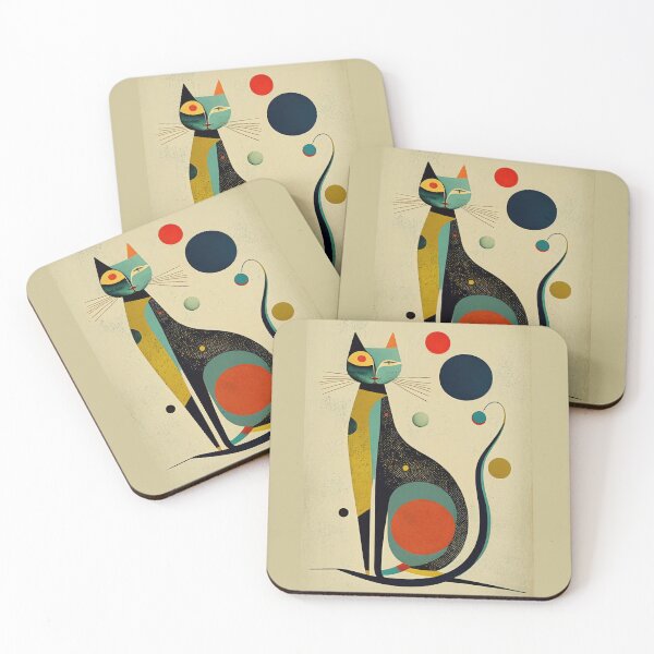 Item preview, Mid Century Cat 3 Abstract Art Print Painting Wall Decor designed and sold by winterkitty88.