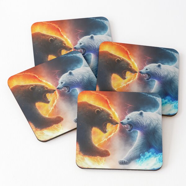 Item preview, Bear. animal fighting. Abstract Fire and Ice element against. Heat and Cold concept. designed and sold by ShopThousand.