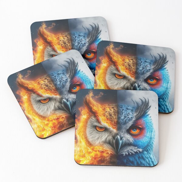 Item preview, Owl. animal fighting. Abstract Fire and Ice element against. Heat and Cold concept. designed and sold by ShopThousand.
