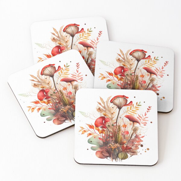 Item preview, Watercolor bouquet with mushrooms and leaves designed and sold by YeKnot.