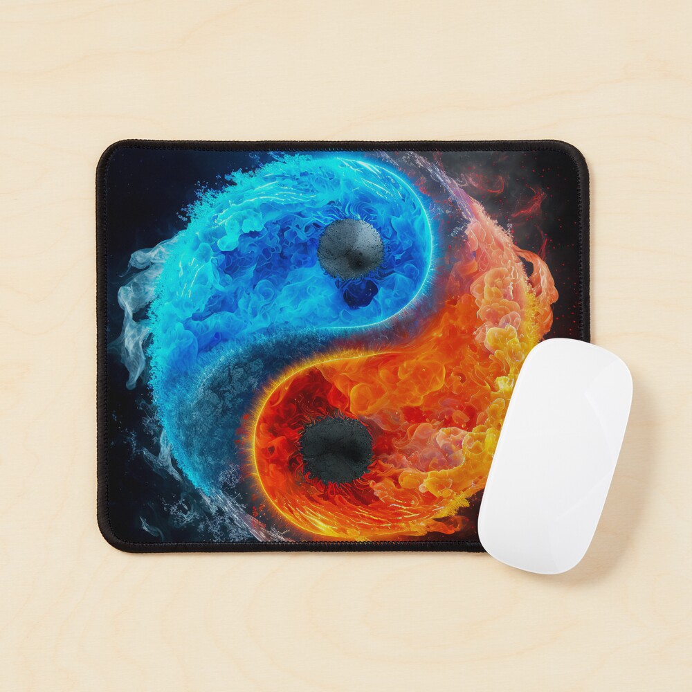 Download Agua-fogo - Cool Funny Yin Yang Symbol In Fire Usepad Gaming Mouse  PNG Image with No Background 