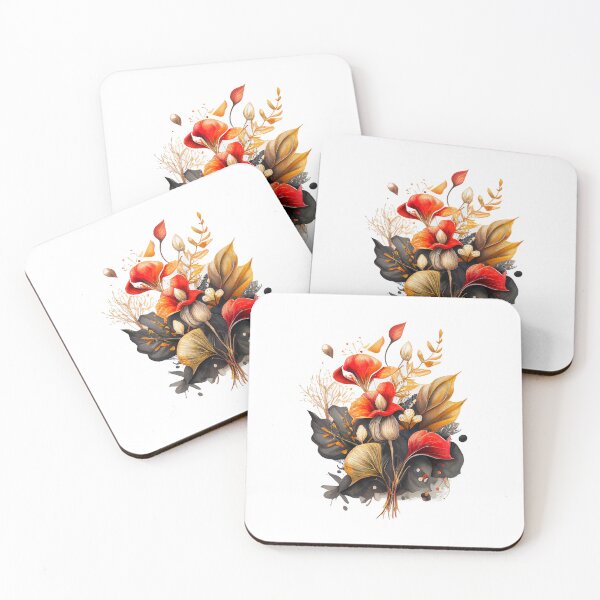 Item preview, Watercolor bouquet of lillies with mushrooms and leaves designed and sold by YeKnot.