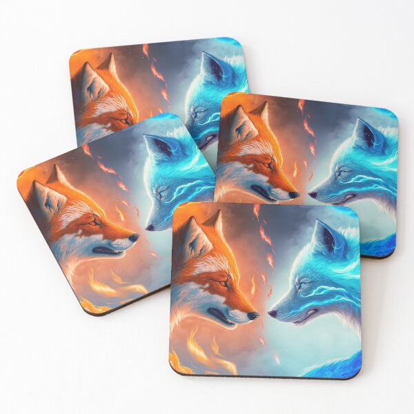 Item preview, Fox. animal fighting. Abstract Fire and Ice element against. Heat and Cold concept. designed and sold by ShopThousand.