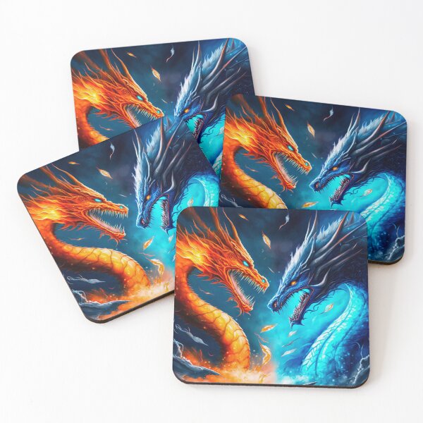 Item preview, Dragon. animal fighting. Abstract Fire and Ice element against. Heat and Cold concept. designed and sold by ShopThousand.