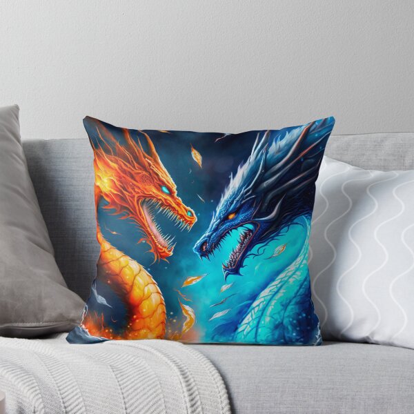 Item preview, Dragon. animal fighting. Abstract Fire and Ice element against. Heat and Cold concept. designed and sold by ShopThousand.