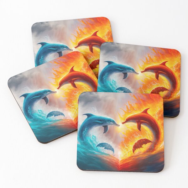 Item preview, dolphin. animal fighting. Abstract Fire and Ice element against. Heat and Cold concept. designed and sold by ShopThousand.