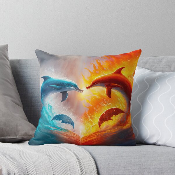 Item preview, dolphin. animal fighting. Abstract Fire and Ice element against. Heat and Cold concept. designed and sold by ShopThousand.