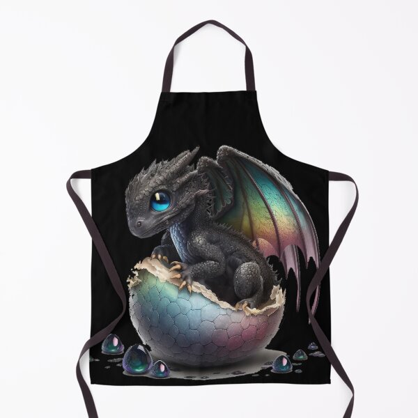 Item preview, Newly Hatched Baby Black Dragon with Tiny Rainbow Wings and Little Horns - Mischievous! designed and sold by Dragonstrom.