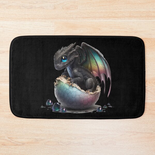 Item preview, Newly Hatched Baby Black Dragon with Tiny Rainbow Wings and Little Horns - Mischievous! designed and sold by Dragonstrom.