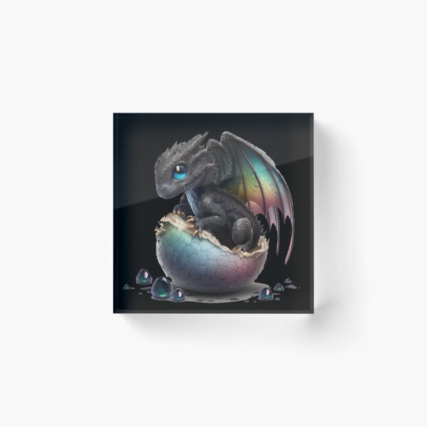 Item preview, Newly Hatched Baby Black Dragon with Tiny Rainbow Wings and Little Horns - Mischievous! designed and sold by Dragonstrom.