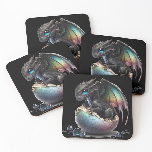 Item preview, Newly Hatched Baby Black Dragon with Tiny Rainbow Wings and Little Horns - Mischievous! designed and sold by Dragonstrom.