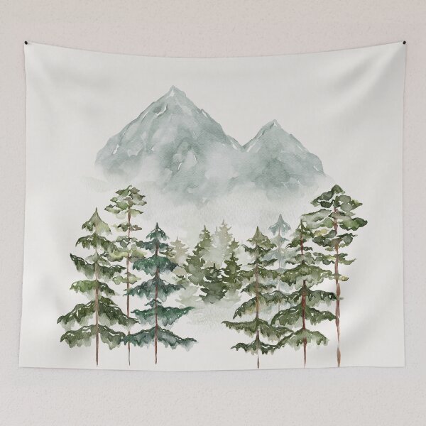 Item preview, Watercolor Mountain View designed and sold by Nature Hues.