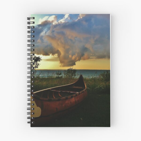 Item preview, Canoe at Lake Edge with Dramatic Clouds designed and sold by Nalinne Jones.