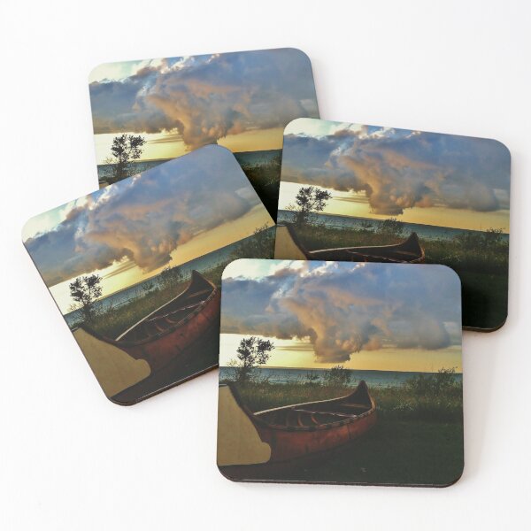 Item preview, Canoe at Lake Edge with Dramatic Clouds designed and sold by Nalinne Jones.