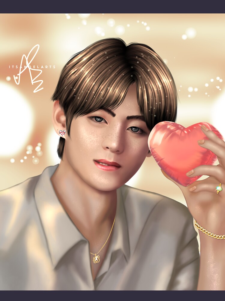 BTS V (Kim Taehyung) colored pencil drawing, BTS fan art Water Bottle