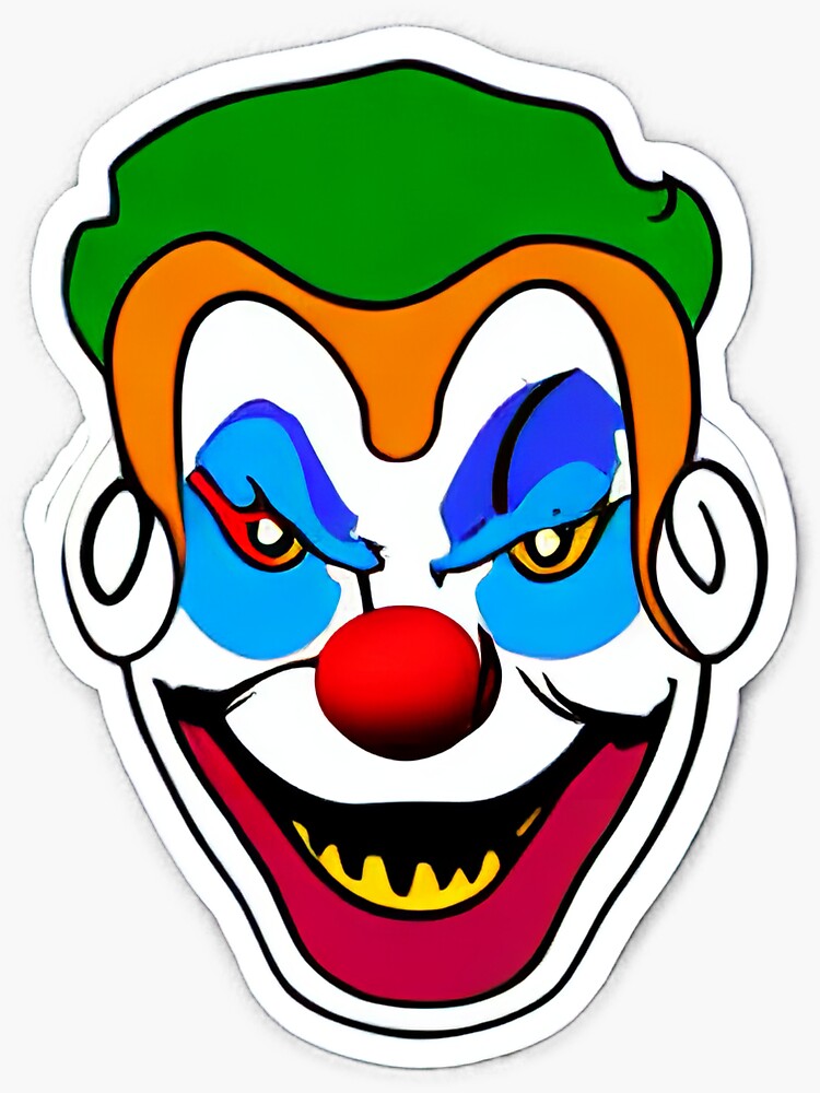 Cartoon scary movie poster with creepy clown face. Stock Vector