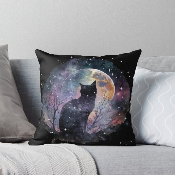 Item preview, Black Cat Galaxy, Moon and Night Sky designed and sold by MamaNeeaDesigns.