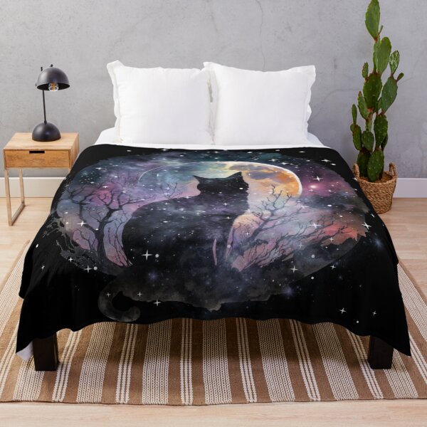 Item preview, Black Cat Galaxy, Moon and Night Sky designed and sold by MamaNeeaDesigns.