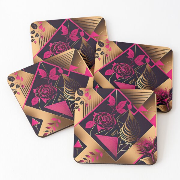 Item preview, Retro Fuchsia & Gold tone Memphis Guilloche Khokhloma esc design designed and sold by Vaporboy1994.
