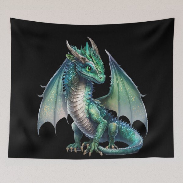 Item preview, Baby Green Dragon with Tiny Wings and Little Horns - Sweet & Innocent...for now! designed and sold by Dragonstrom.