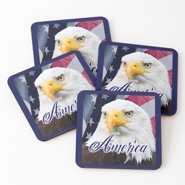 Item preview, "AMERICA" with an American Bald Eagle and an American Flag Background designed and sold by AmericaFreedom.