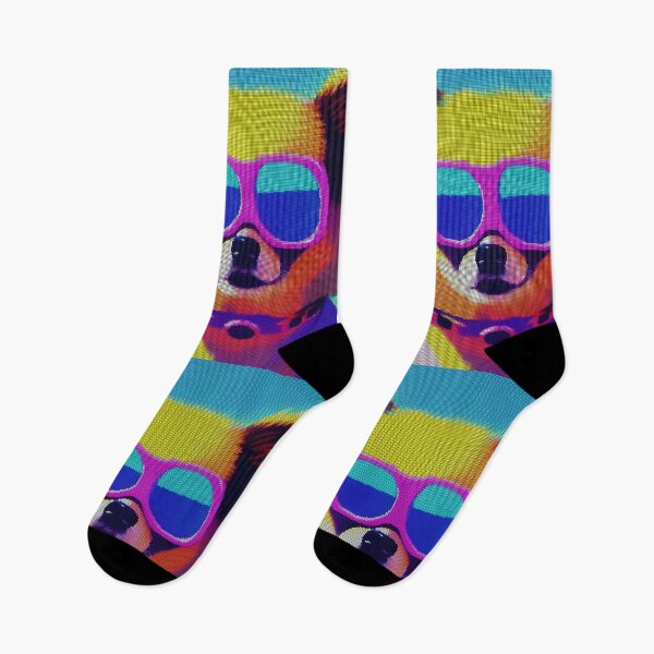 Item preview, Colorful Abstract Pomeranian Wearing Sunglasses 8-bit Pixel Art designed and sold by PixelDripped.