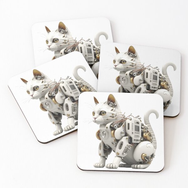 Item preview, White Cat Robot | Cute Kitten Robot | Mechanical Parts designed and sold by Broskan.