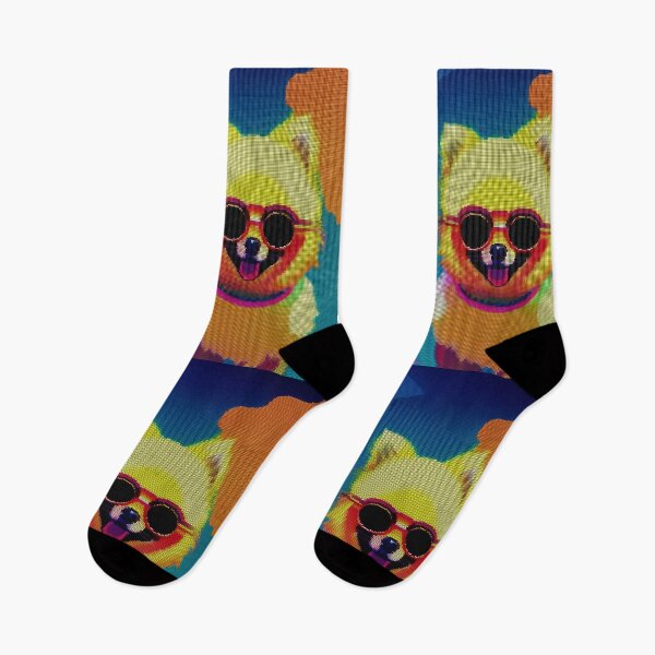 Item preview, Colorful Abstract Pomeranian Wearing Sunglasses 8-bit Pixel Art designed and sold by PixelDripped.