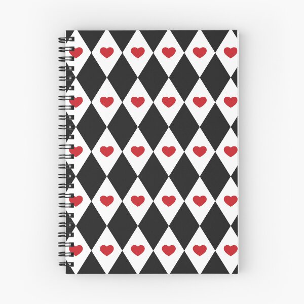 Item preview, Patrón de arlequín blanco y negro con corazones rojos designed and sold by Patternawy.