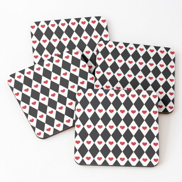 Item preview, Black And White Harlequin Pattern With Red Hearts designed and sold by Patternawy.