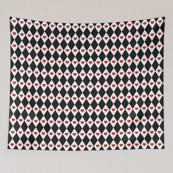 Item preview, Black And White Harlequin Pattern With Red Hearts designed and sold by Patternawy.