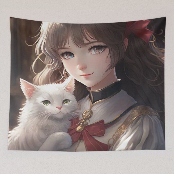 Item preview, Mystical Beauty: A Portrait of a Fantasy Female Wizard and Her Cat designed and sold by PJGartui.