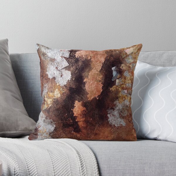 Copper and Silver Throw Pillow