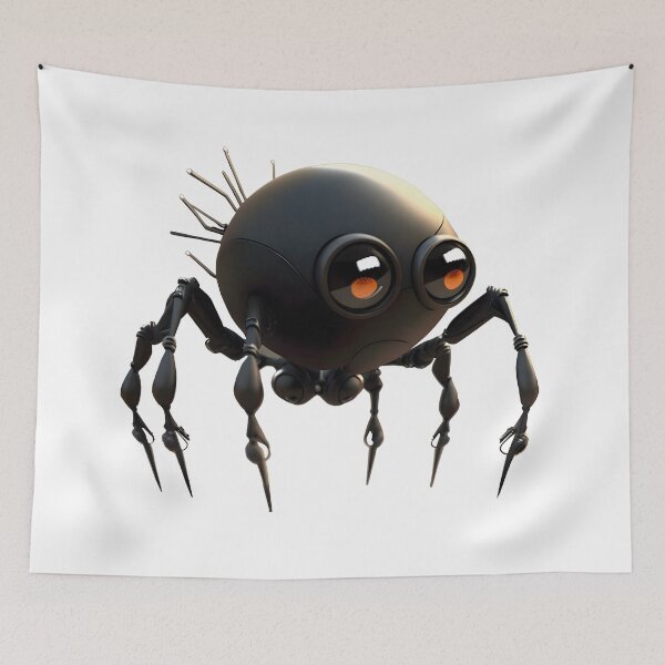 Item preview, Black Matte Spider Robot | Cute Brown Spider | Big Orange Eyes designed and sold by Broskan.