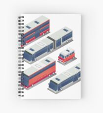 Isometric City Transportation Bus Set Spiral Notebook